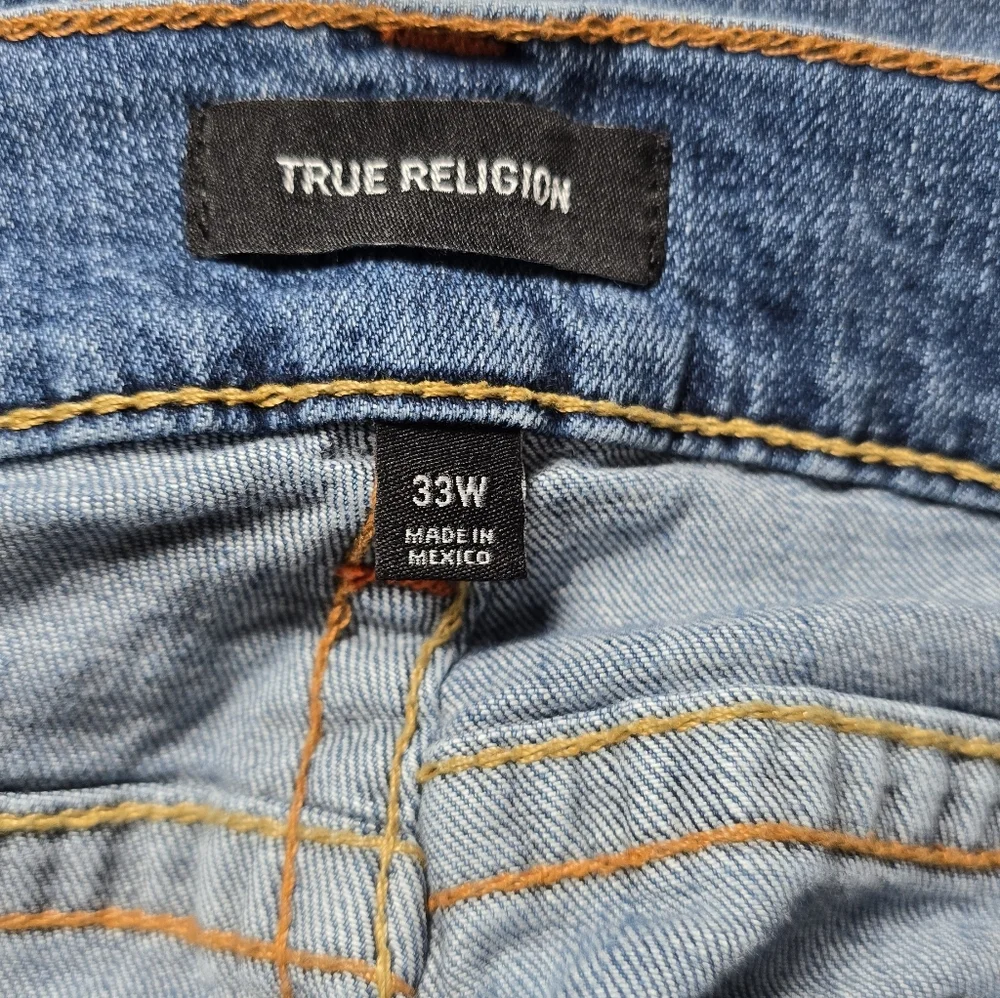 True Religion Men's Blue Denim Cutoff‎ Shorts Size 33